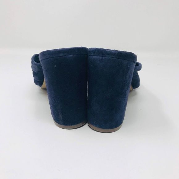 GAP Blue Suede Peep Toe Knotted Mules - Picture 2 of 6